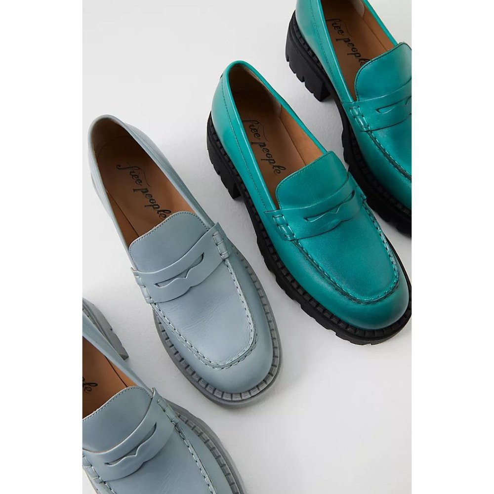 FREE PEOPLE Lyra Lug Sole Loafers / Mountain Spring - Picture 4 of 12